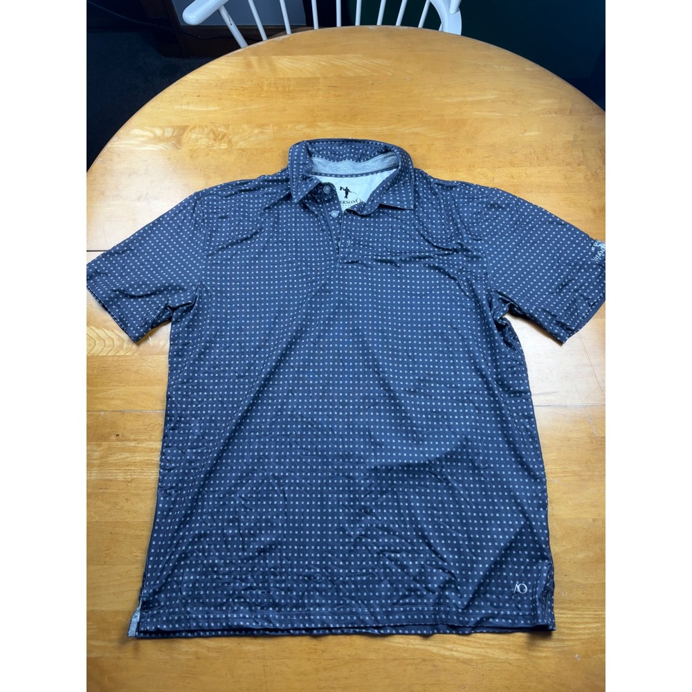 AndersonOrd Performance Golf Polo Shirt Mens Large Navy Blue Tartan Fields Logo